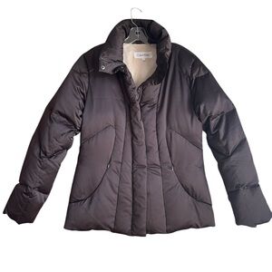 Calvin Klein Women's Black Quilted Duck Down Puffer Coat Size M